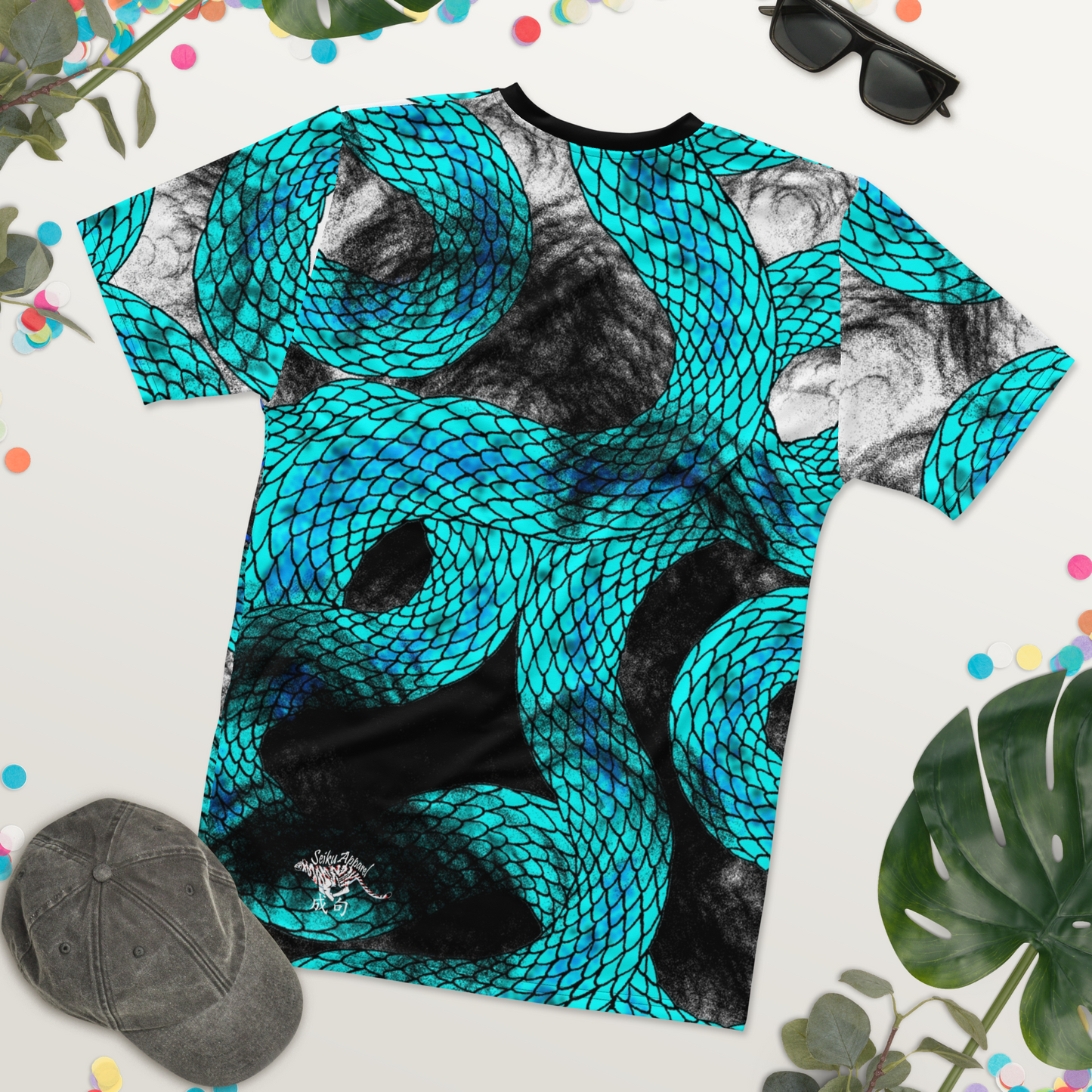 Teal Imperial Dragon Men's Crew Neck T-Shirt