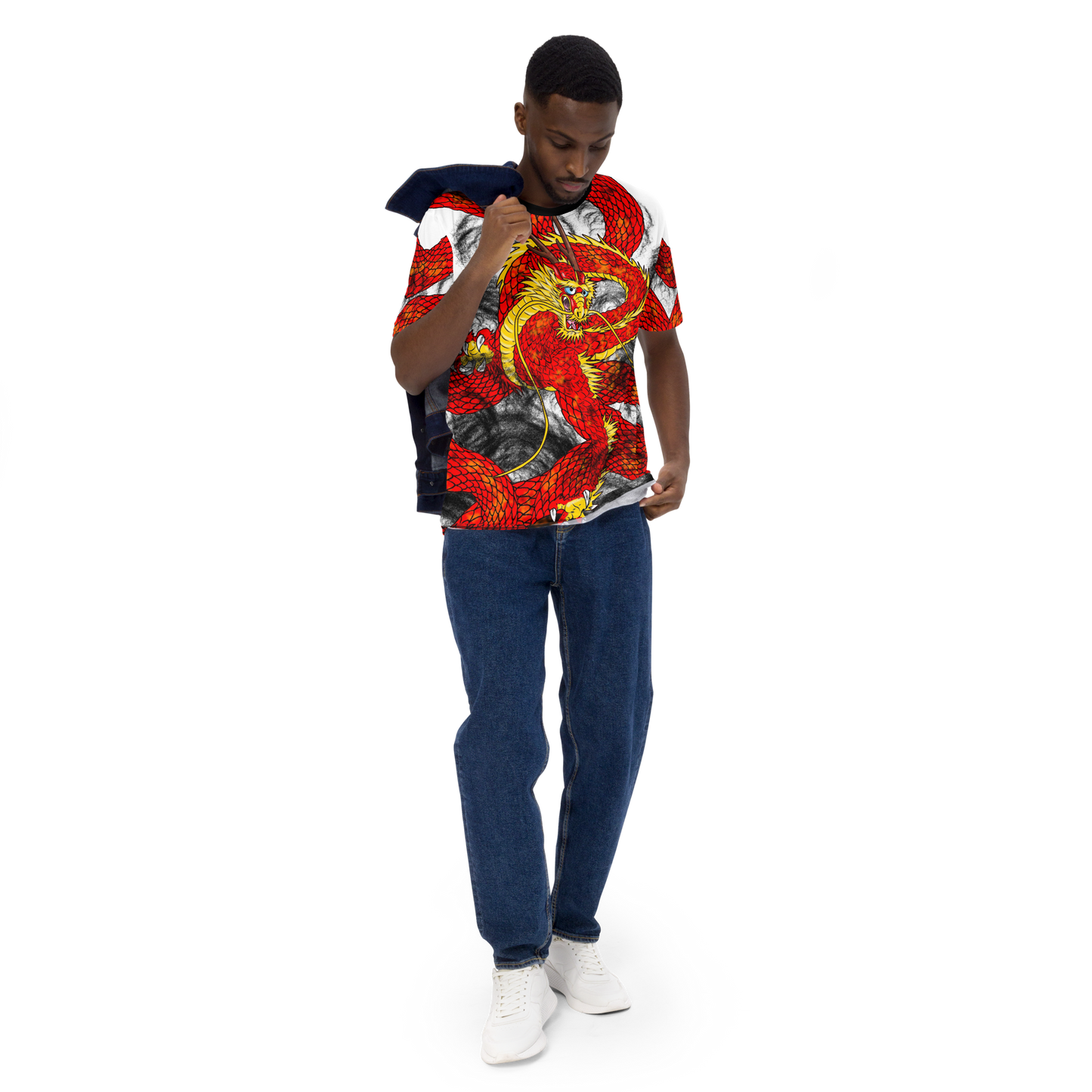 Red Imperial Dragon Men's Crew Neck T-Shirt