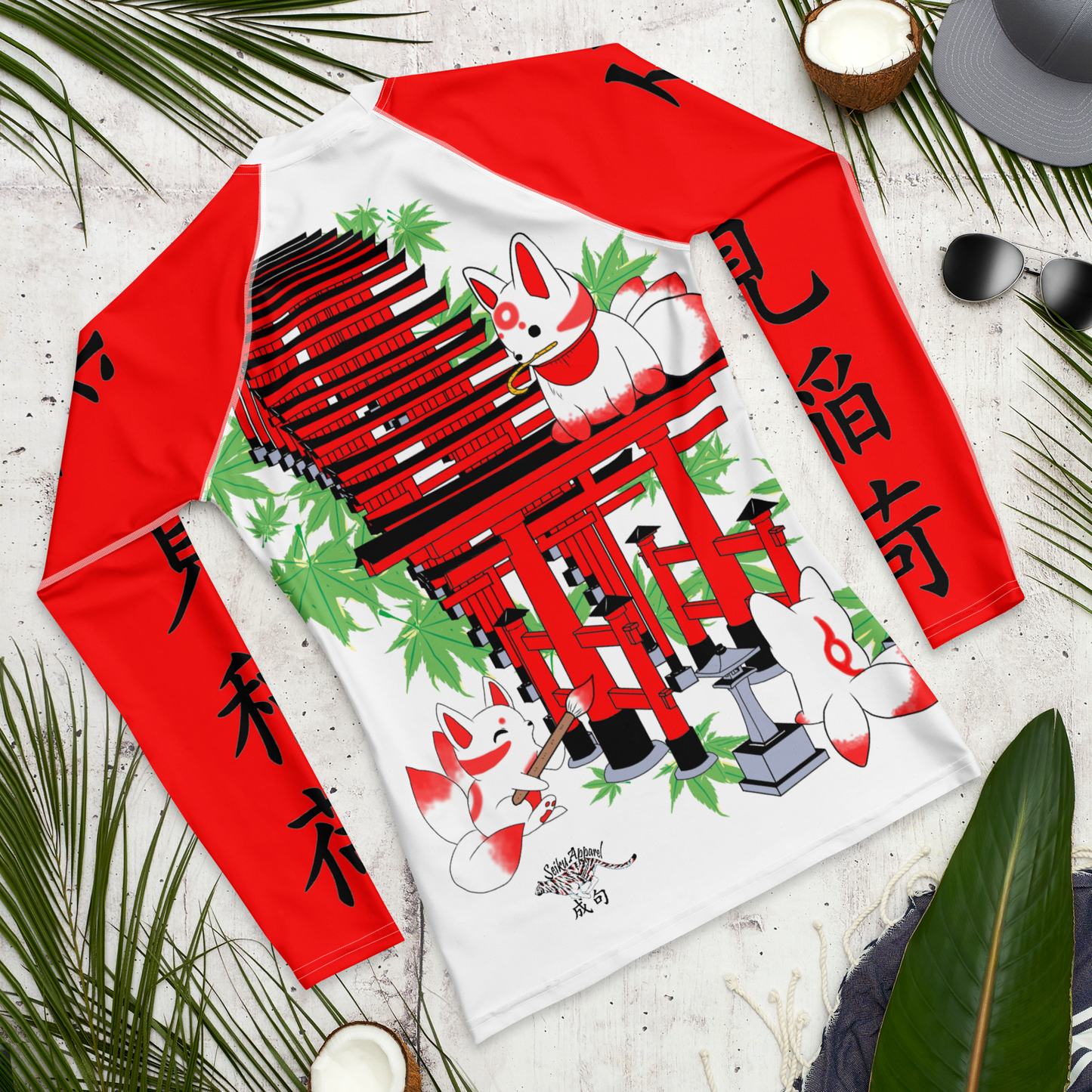 Chibi Inari Temple Men's Rash Guard