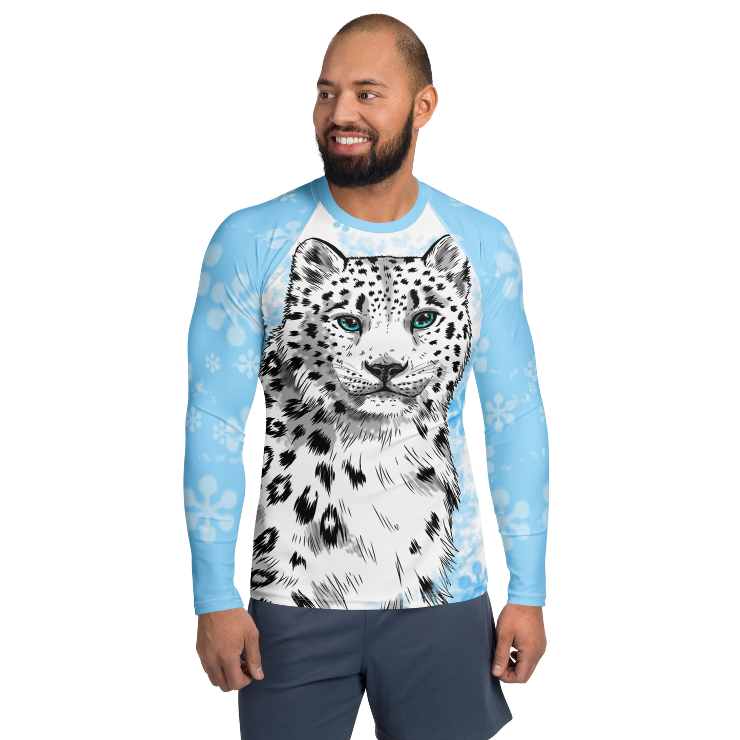 Snow Leopard Men's Long Sleeve Rash Guard