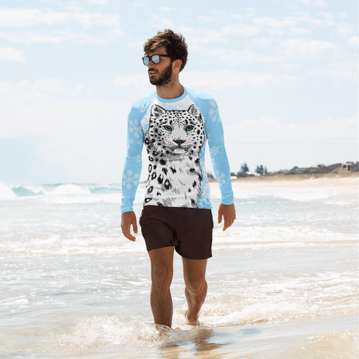 Snow Leopard Men's Long Sleeve Rash Guard