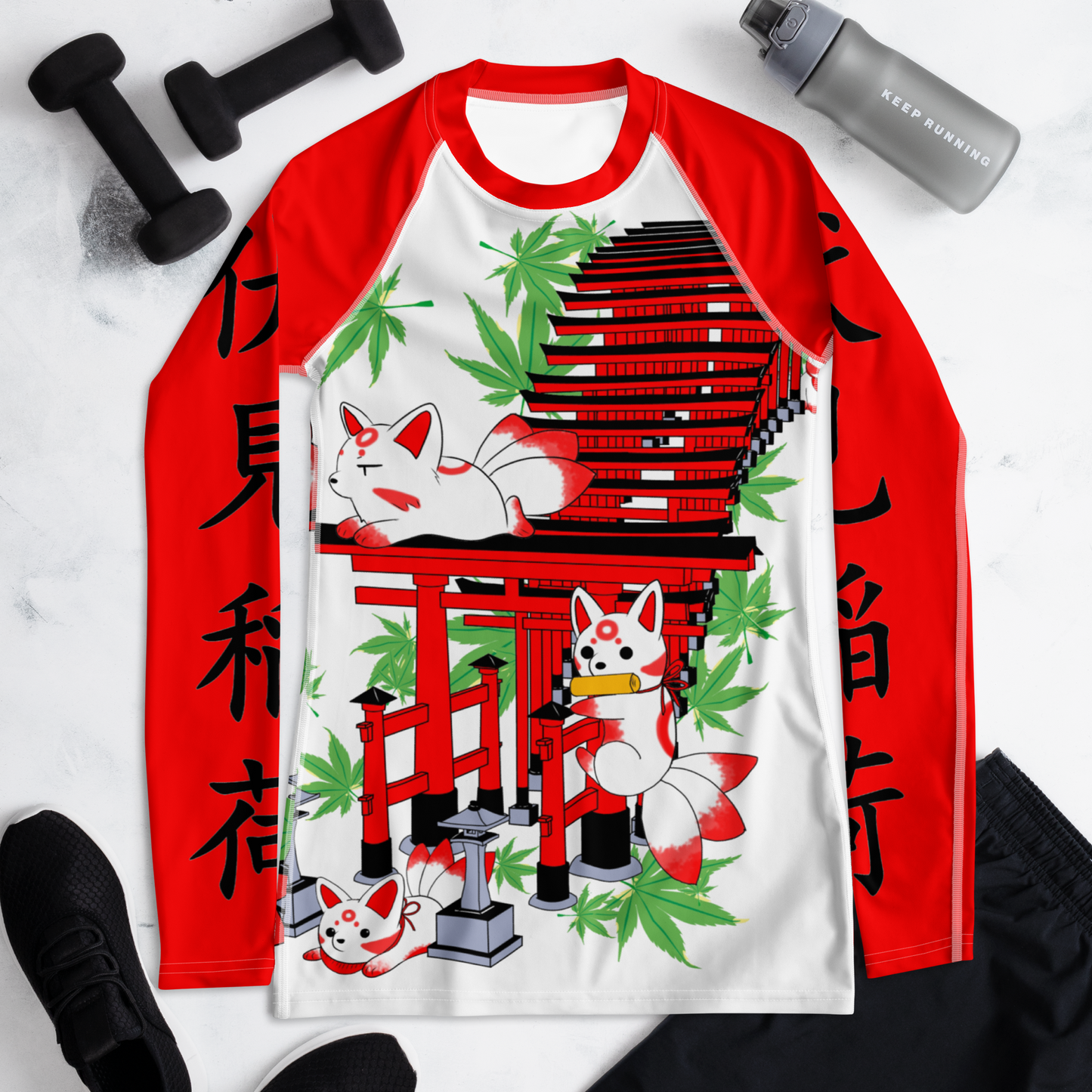 Chibi Inari Temple Women's Rash Guard
