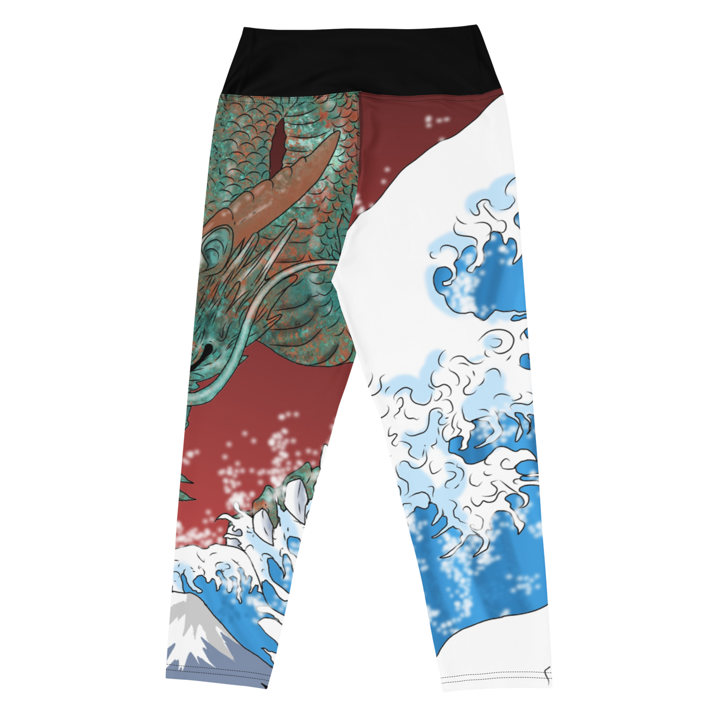 Dragon of the Waves Yoga Capri Leggings