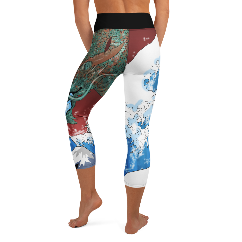 Dragon of the Waves Yoga Capri Leggings