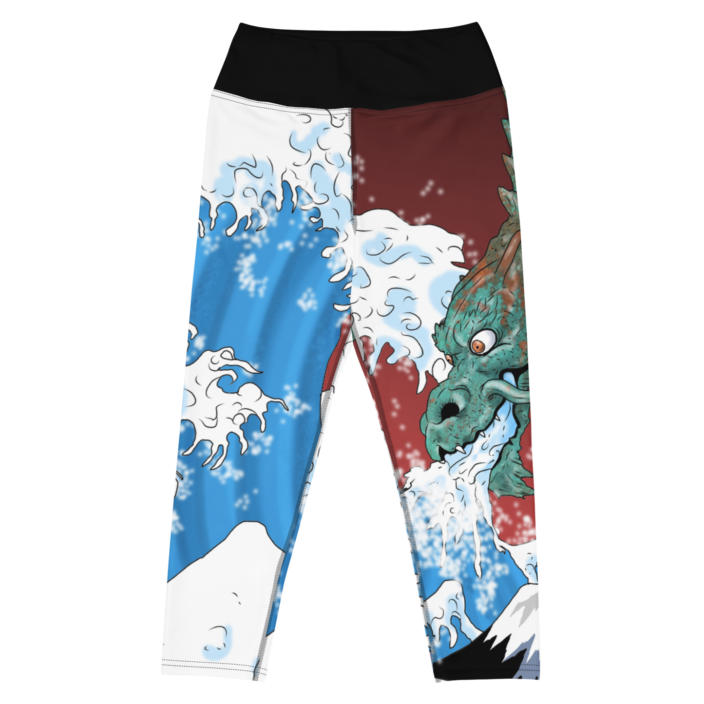Dragon of the Waves Yoga Capri Leggings