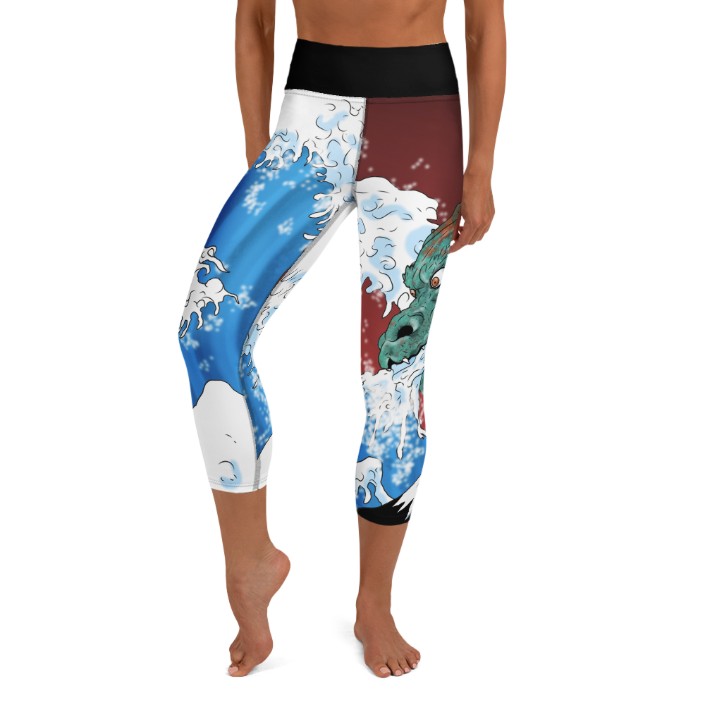 Dragon of the Waves Yoga Capri Leggings