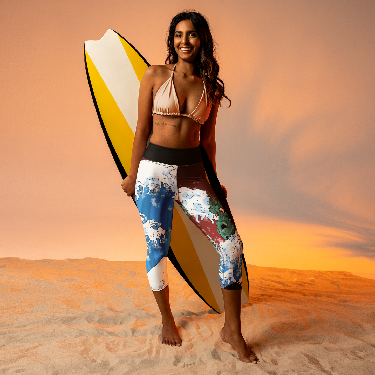 Dragon of the Waves Yoga Capri Leggings