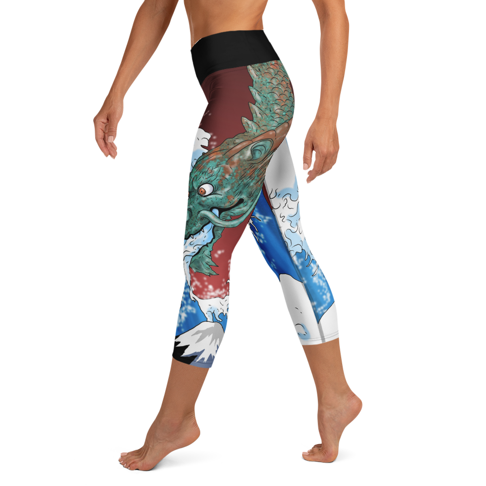 Dragon of the Waves Yoga Capri Leggings