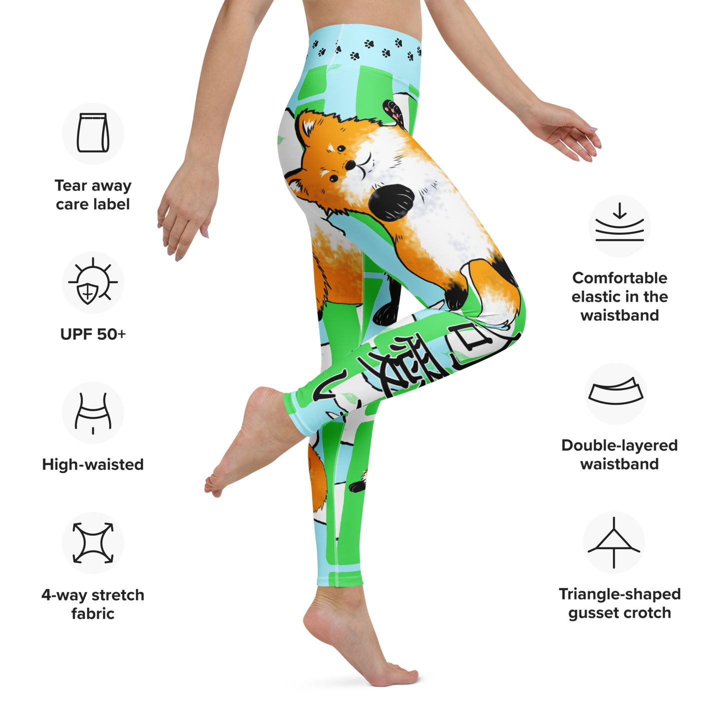 Kawaii Fox Yoga Leggings