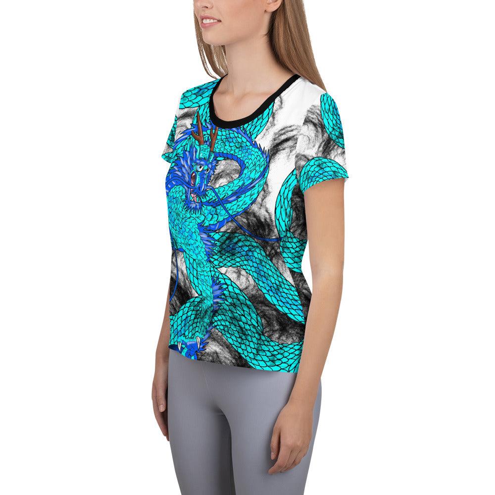 Teal Imperial Dragon Women's Athletic T-shirt - Rocky Mountain Dragons LLC