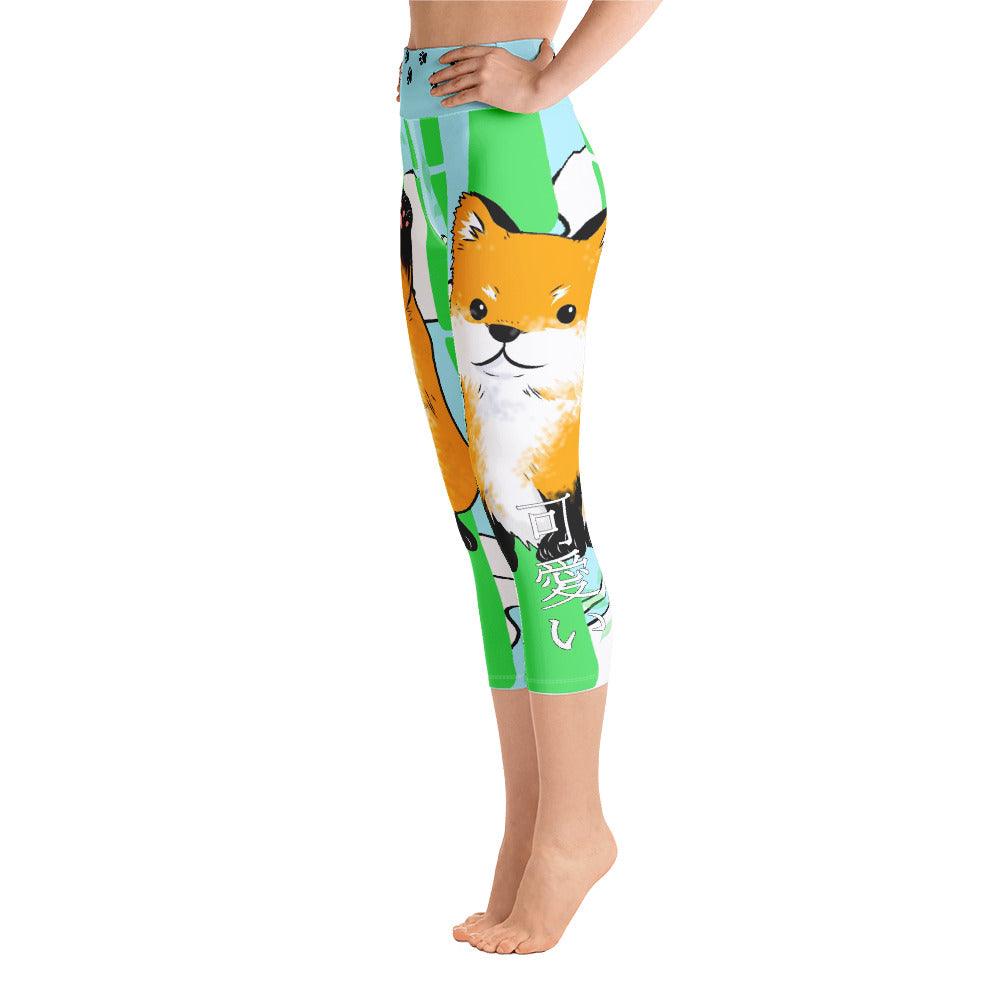 Kawaii Fox Yoga Capri Leggings - Rocky Mountain Dragons LLC