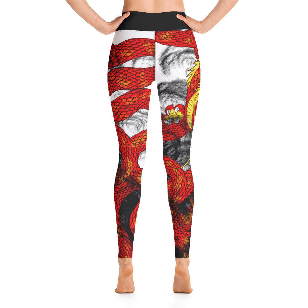 Red Imperial Dragon Yoga Leggings - Rocky Mountain Dragons LLC