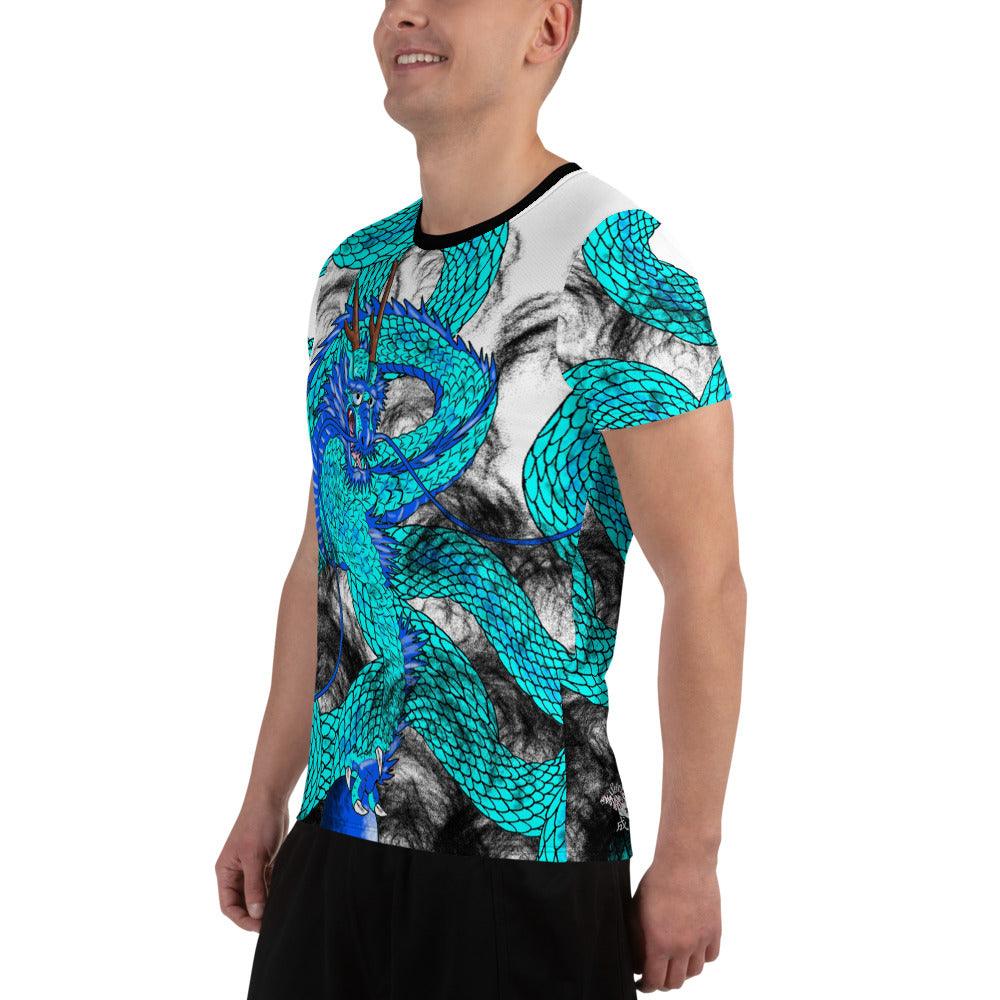 Teal Imperial Dragon Men's Athletic T-shirt - Rocky Mountain Dragons LLC