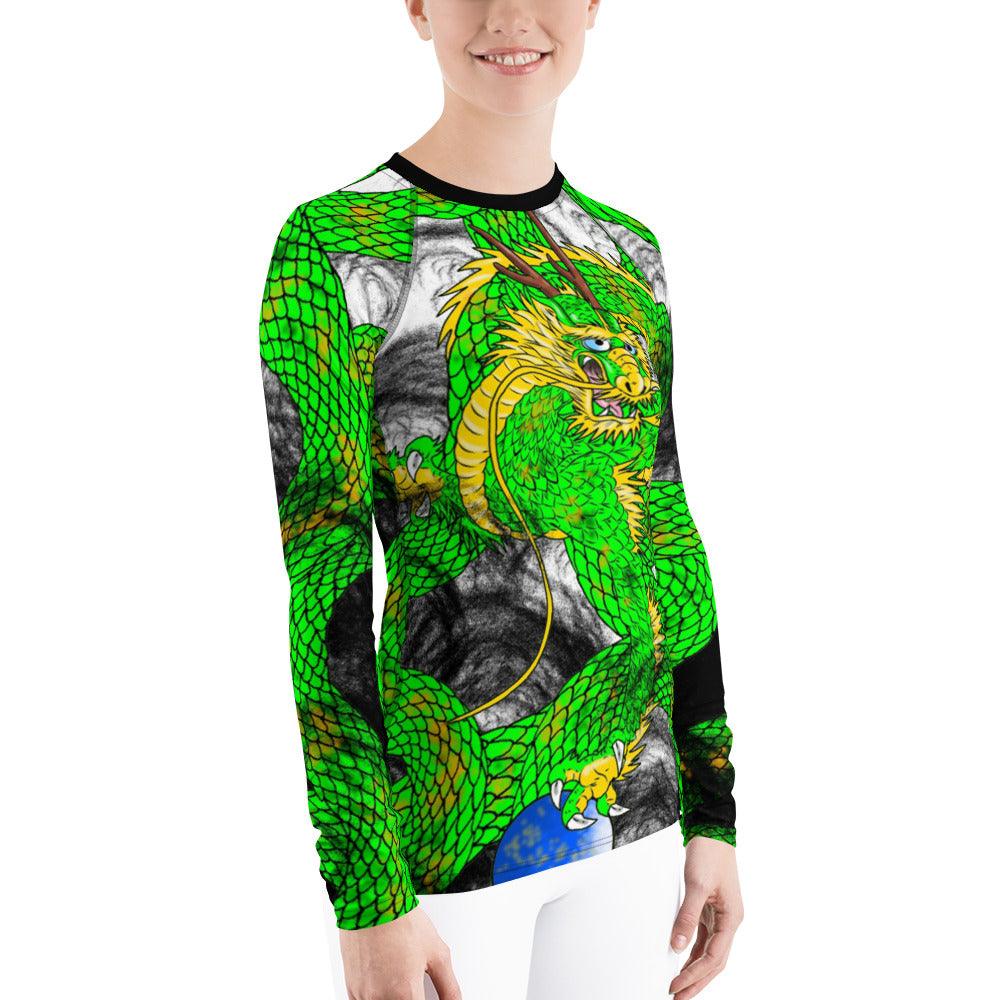 Lime Green Imperial Dragon Women's Long Sleeve Rash Guard - Rocky Mountain Dragons LLC