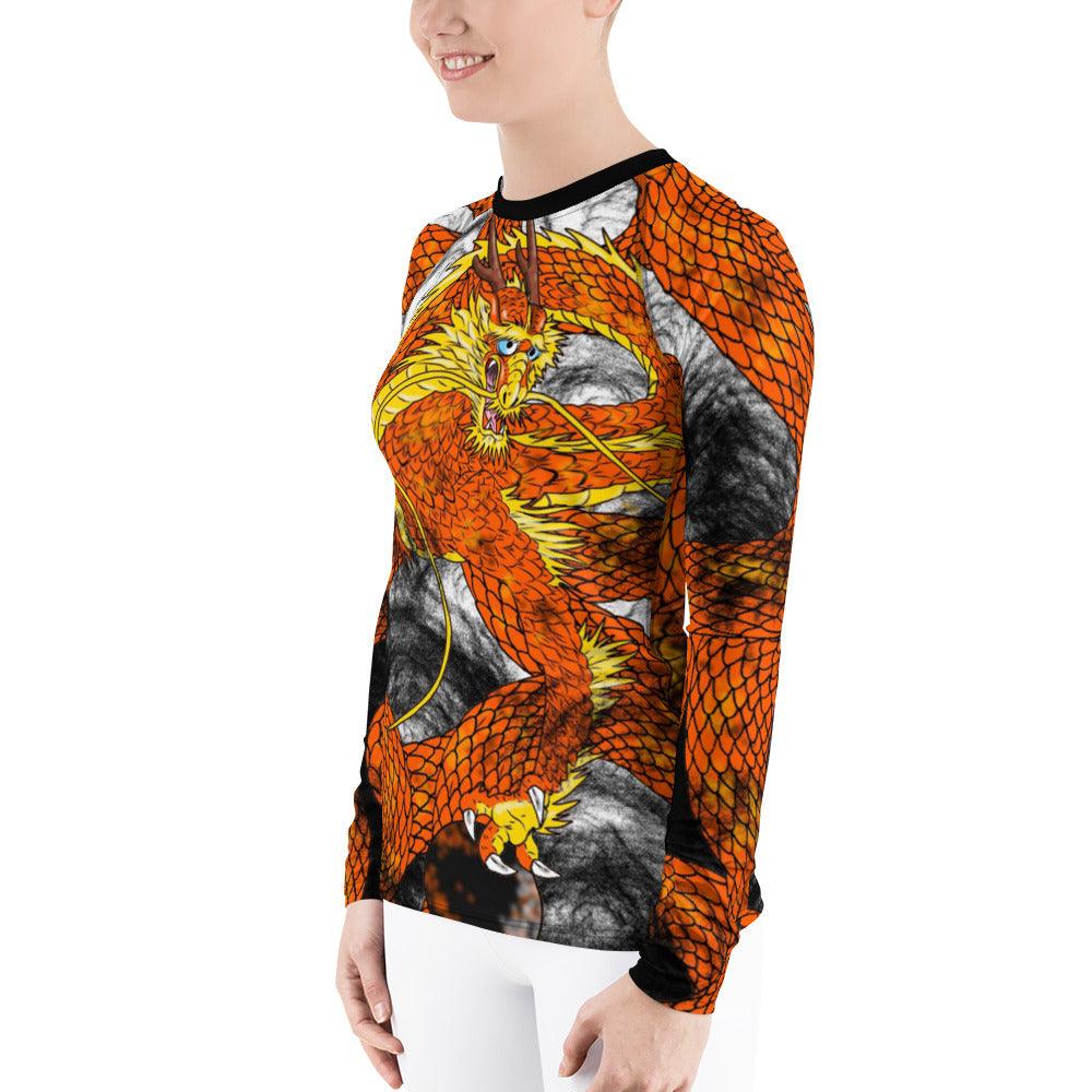 Orange Imperial Dragon Women's Long Sleeve Rash Guard - Rocky Mountain Dragons LLC