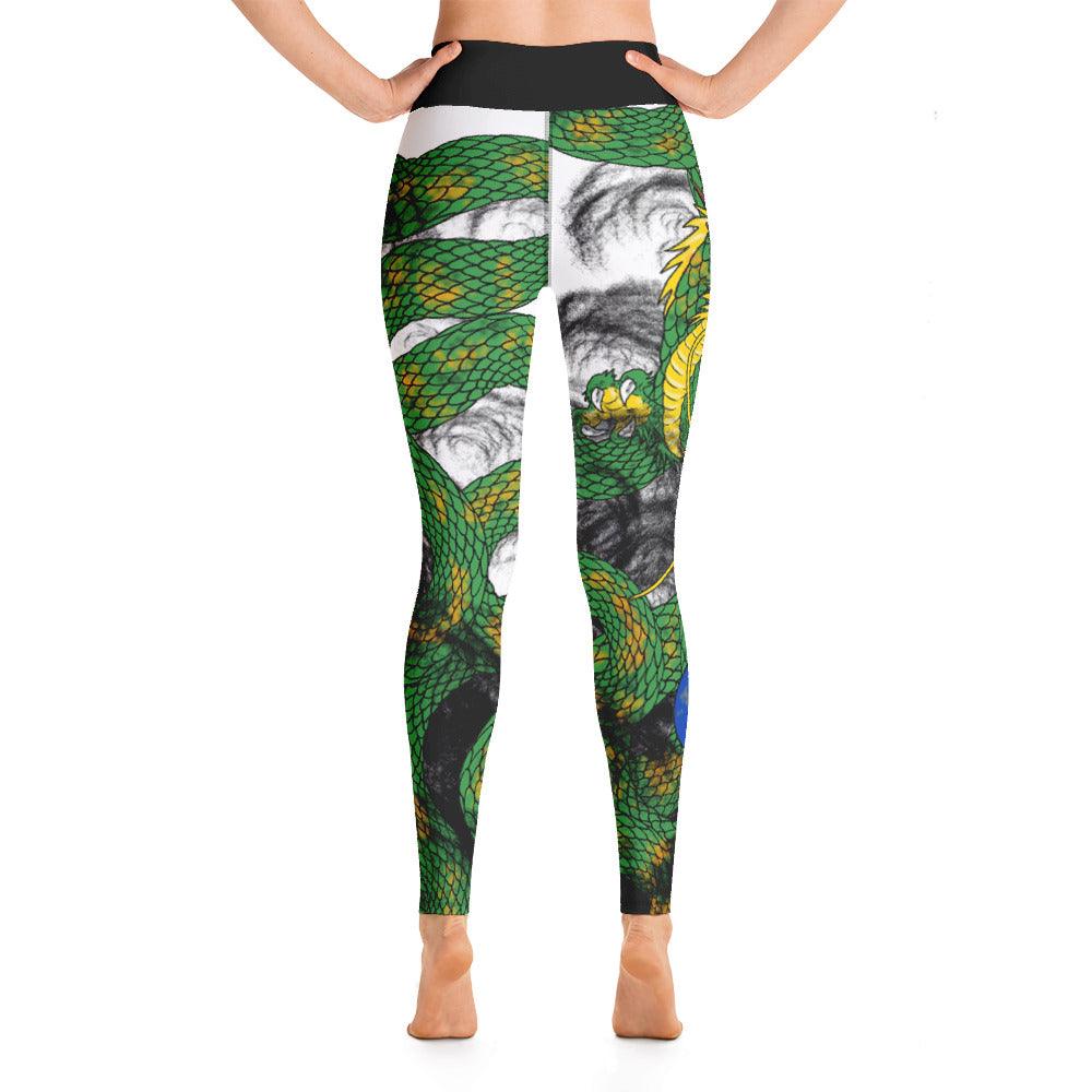 Forest Green Imperial Dragon Yoga Leggings - Rocky Mountain Dragons LLC