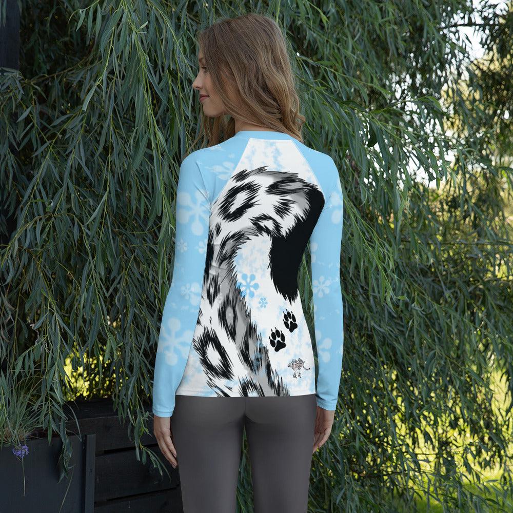 Snow Leopard Women's Long Sleeve Rash Guard - Rocky Mountain Dragons LLC