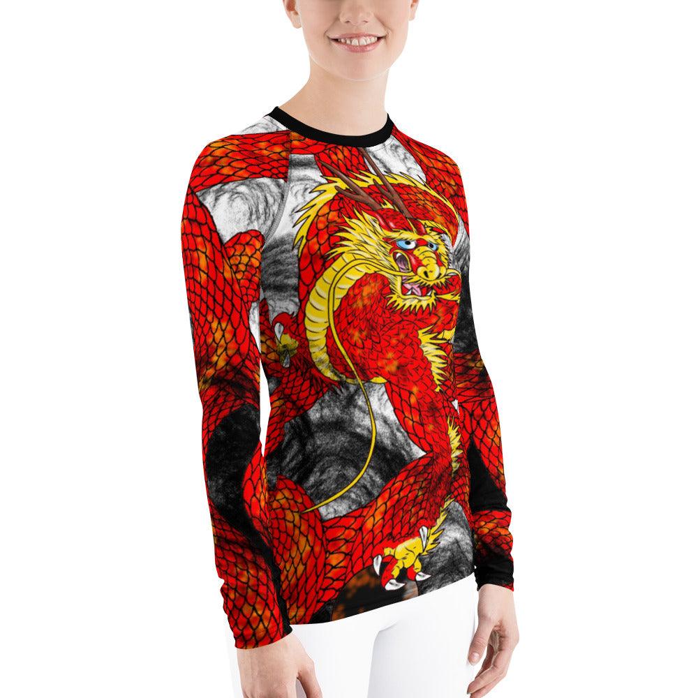 Red Imperial Dragon Women's Long Sleeve Rash Guard - Rocky Mountain Dragons LLC