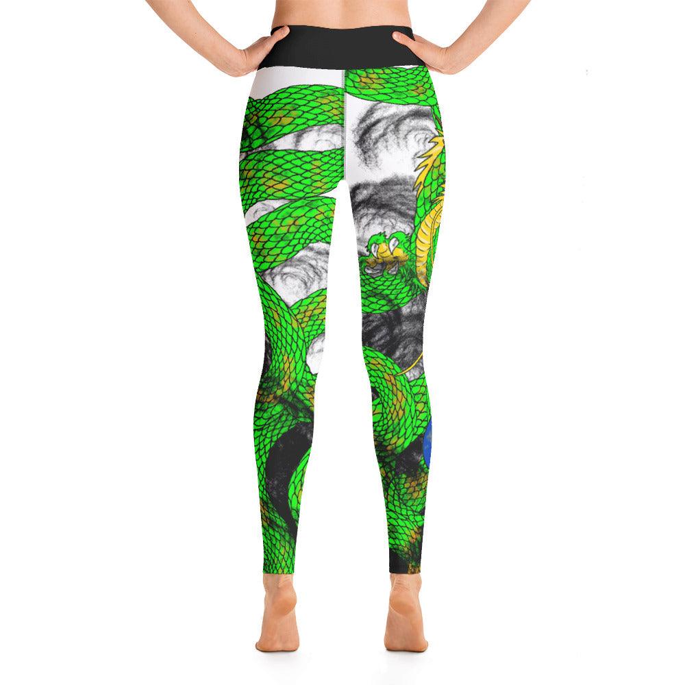 Lime Green Imperial Dragon Yoga Leggings - Rocky Mountain Dragons LLC
