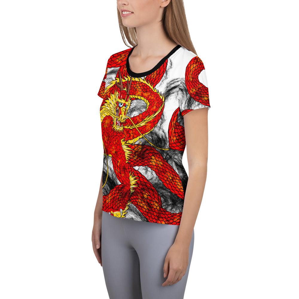 Red Imperial Dragon Women's Athletic T-shirt - Rocky Mountain Dragons LLC