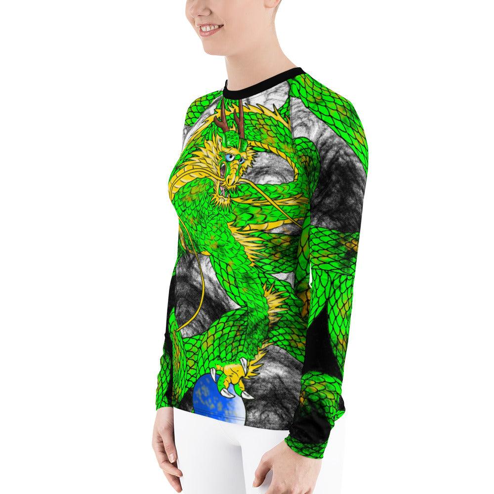 Lime Green Imperial Dragon Women's Long Sleeve Rash Guard - Rocky Mountain Dragons LLC