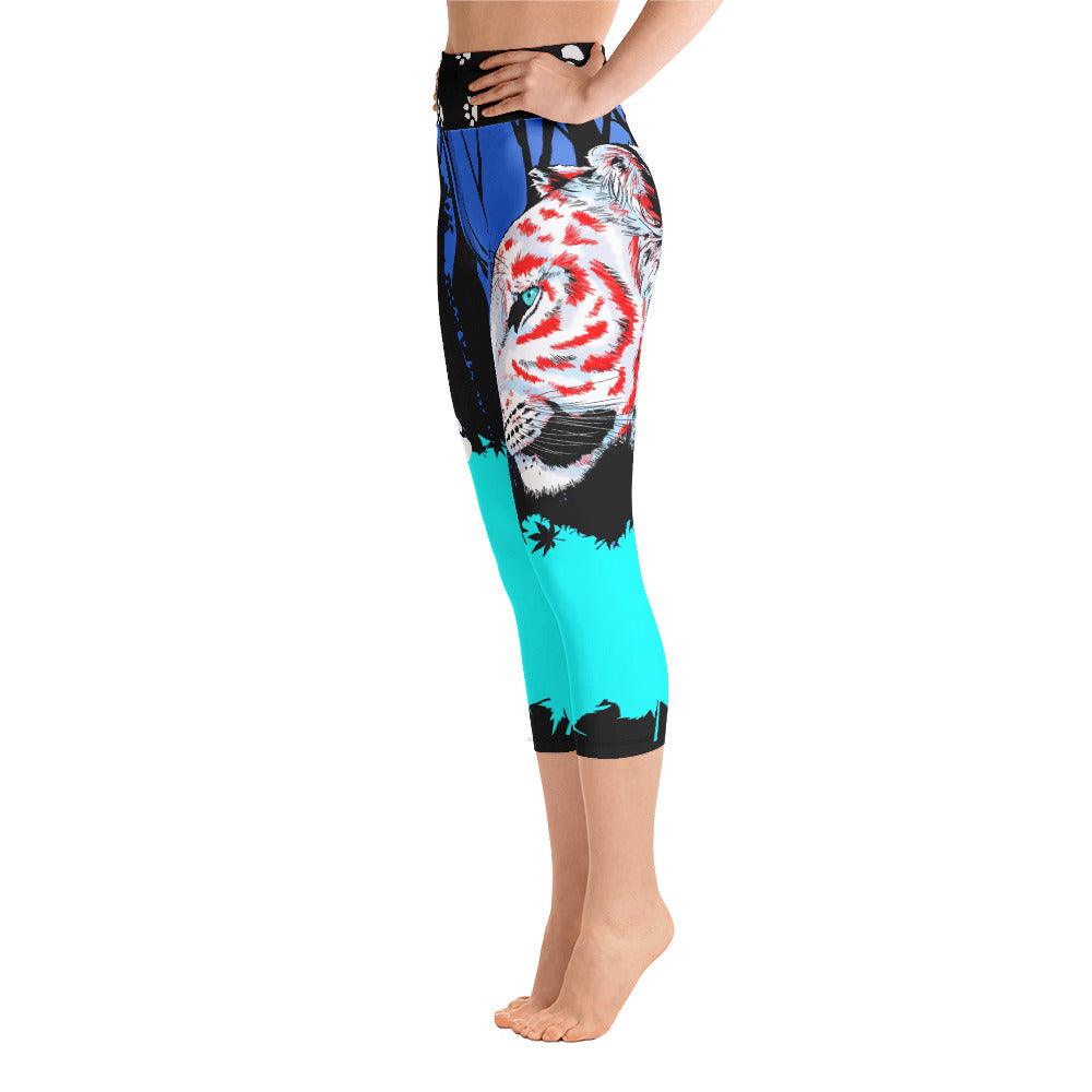 Elegant Tiger Yoga Capri Leggings - Rocky Mountain Dragons LLC