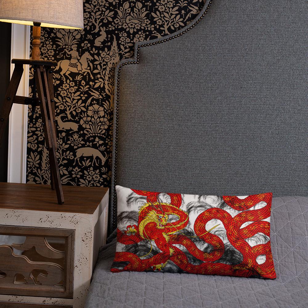 Red Imperial Dragon Basic Pillow - Rocky Mountain Dragons LLC
