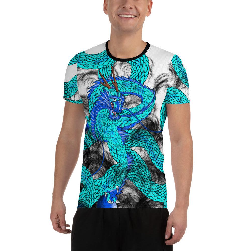 Teal Imperial Dragon Men's Athletic T-shirt - Rocky Mountain Dragons LLC
