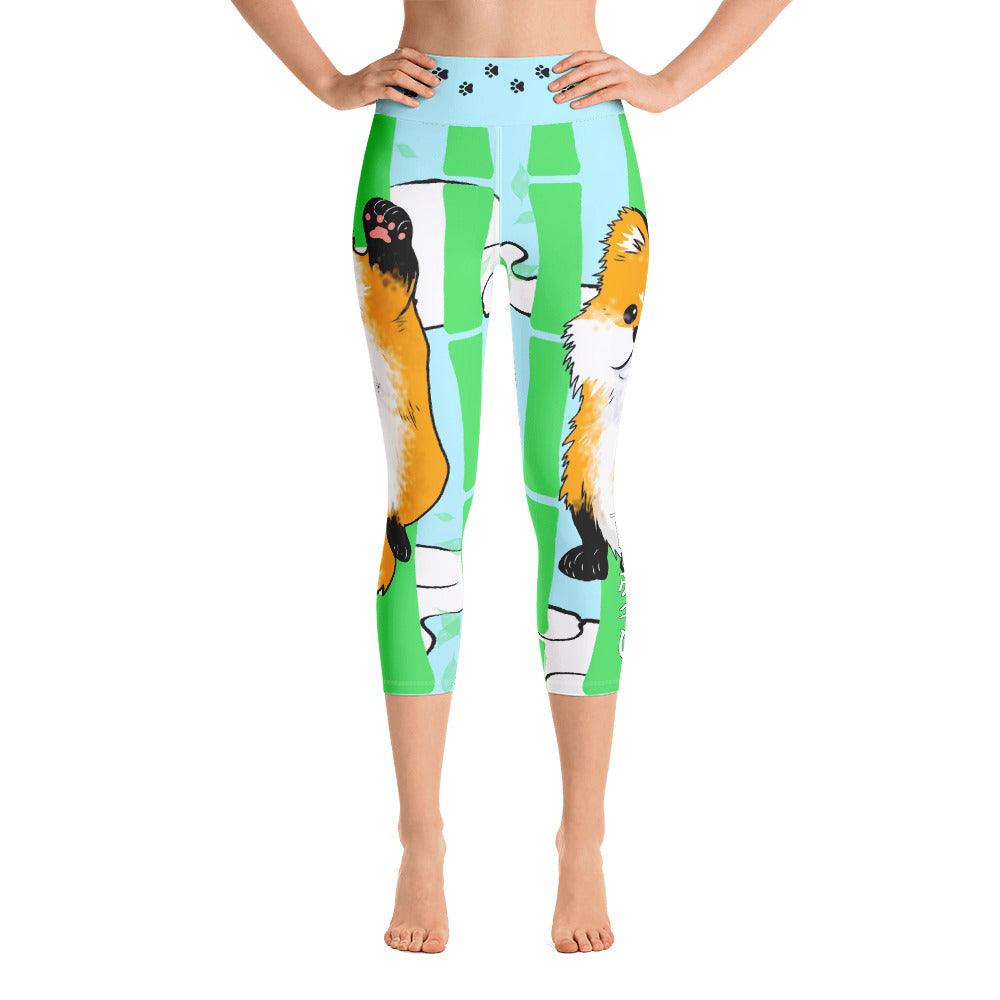 Kawaii Fox Yoga Capri Leggings - Rocky Mountain Dragons LLC