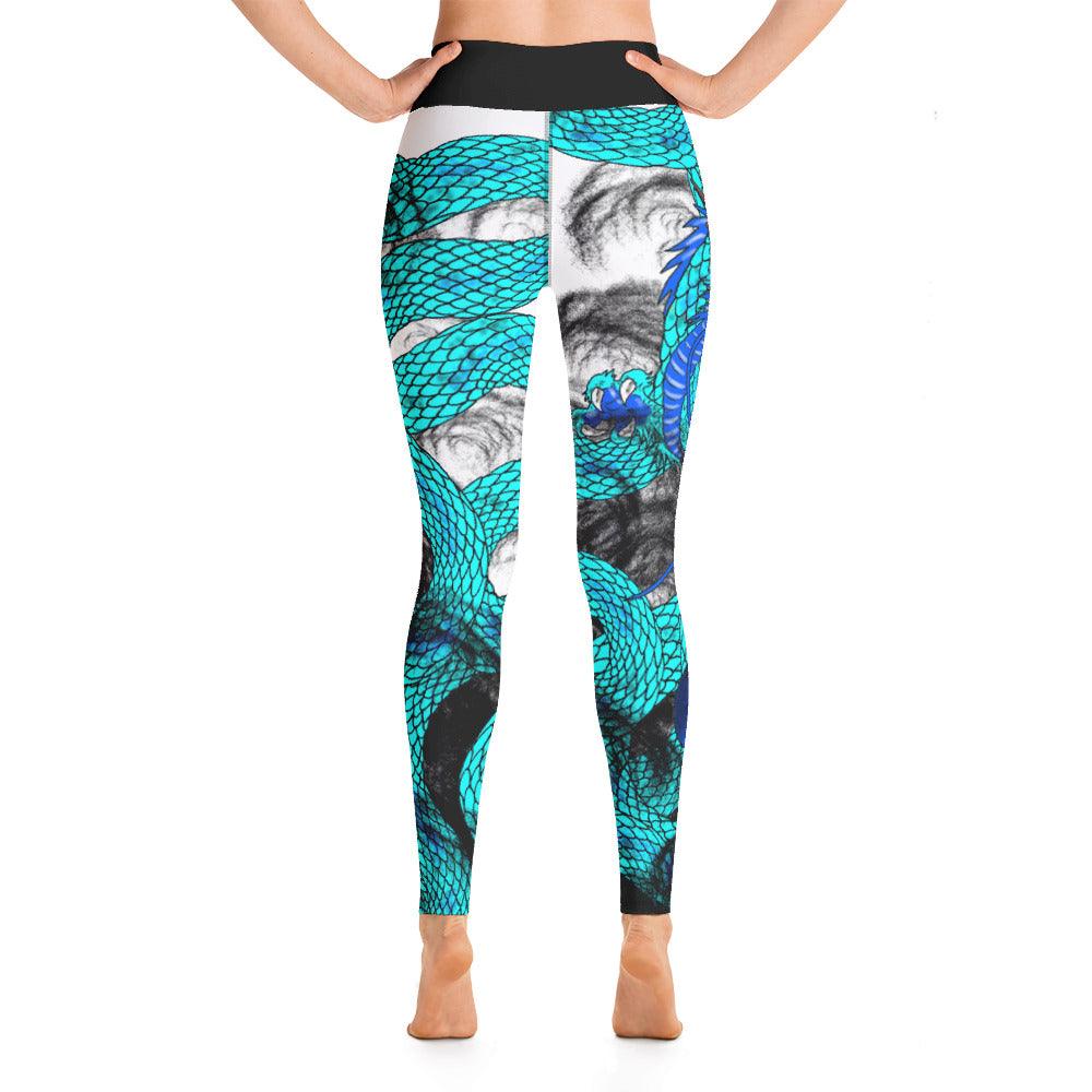 Teal Imperial Dragon Yoga Leggings - Rocky Mountain Dragons LLC