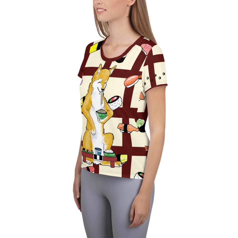Sushi Dogs Women's Athletic T-shirt - Rocky Mountain Dragons LLC