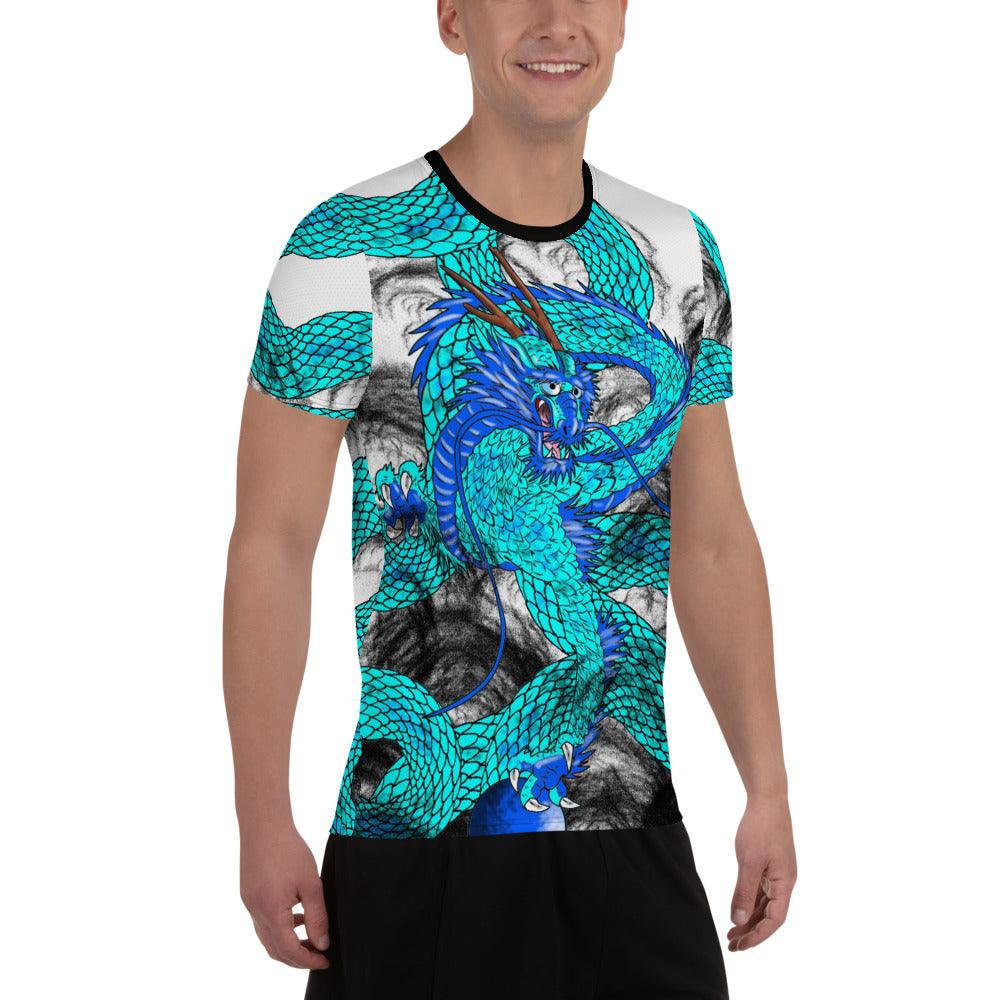 Teal Imperial Dragon Men's Athletic T-shirt - Rocky Mountain Dragons LLC