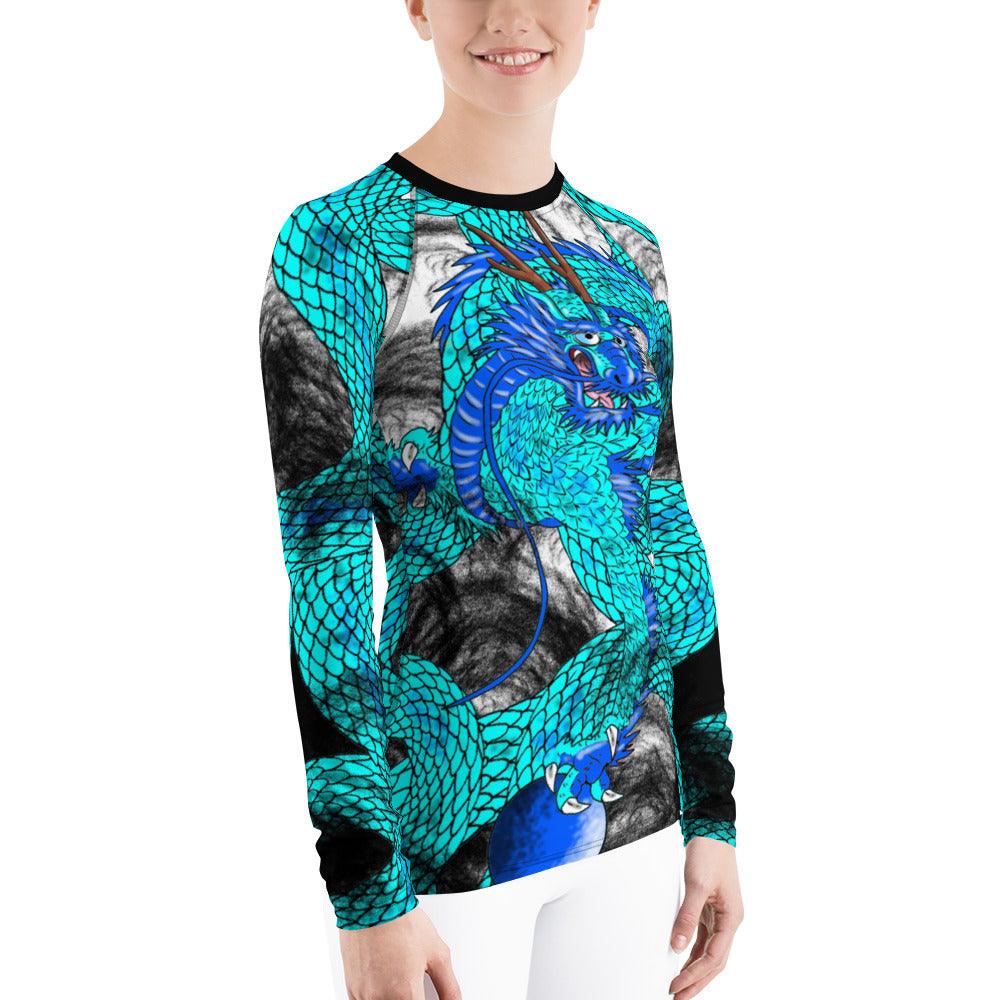 Teal Imperial Dragon Women's Long Sleeve Rash Guard - Rocky Mountain Dragons LLC