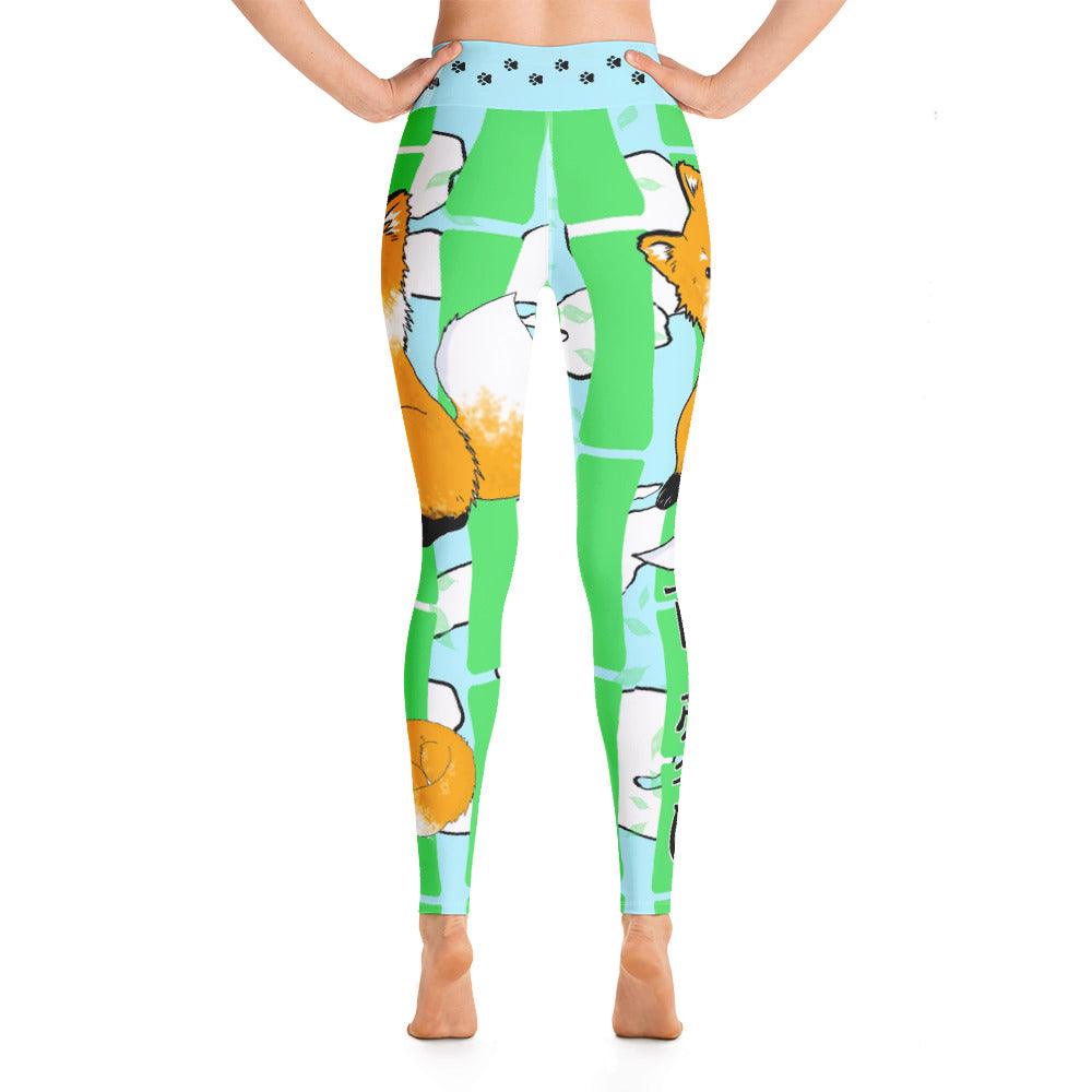 Kawaii Fox Yoga Leggings - Rocky Mountain Dragons LLC