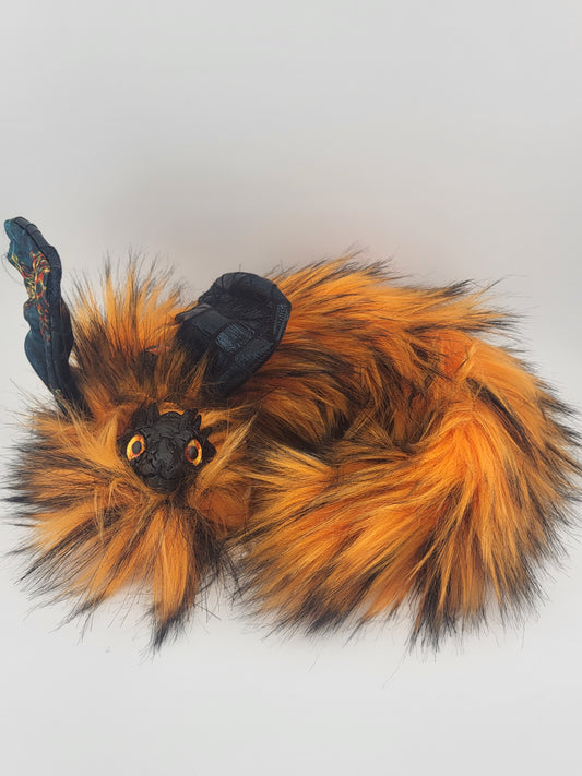 Orange Fur Poseable Western Dragon