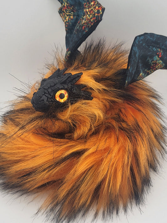 Orange Fur Poseable Western Dragon