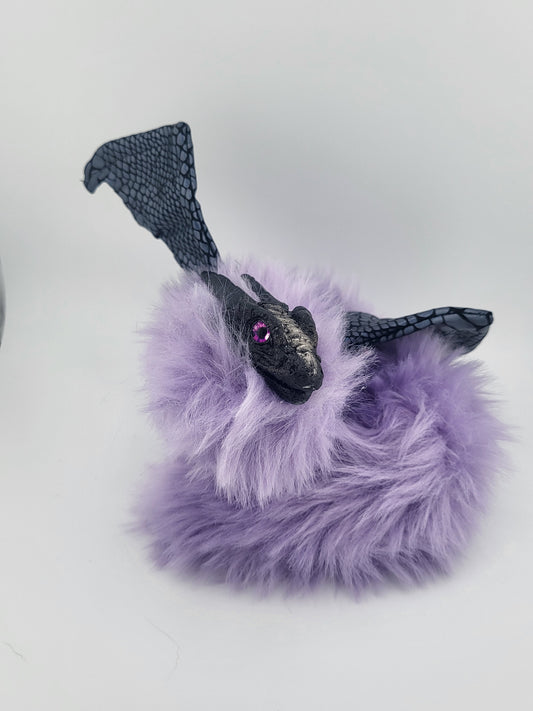 Purple Fur Poseable Western Dragon