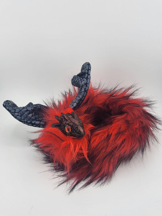 Red Fur Poseable Western Dragon