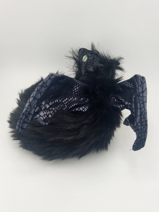 Black Fur Poseable Western Dragon