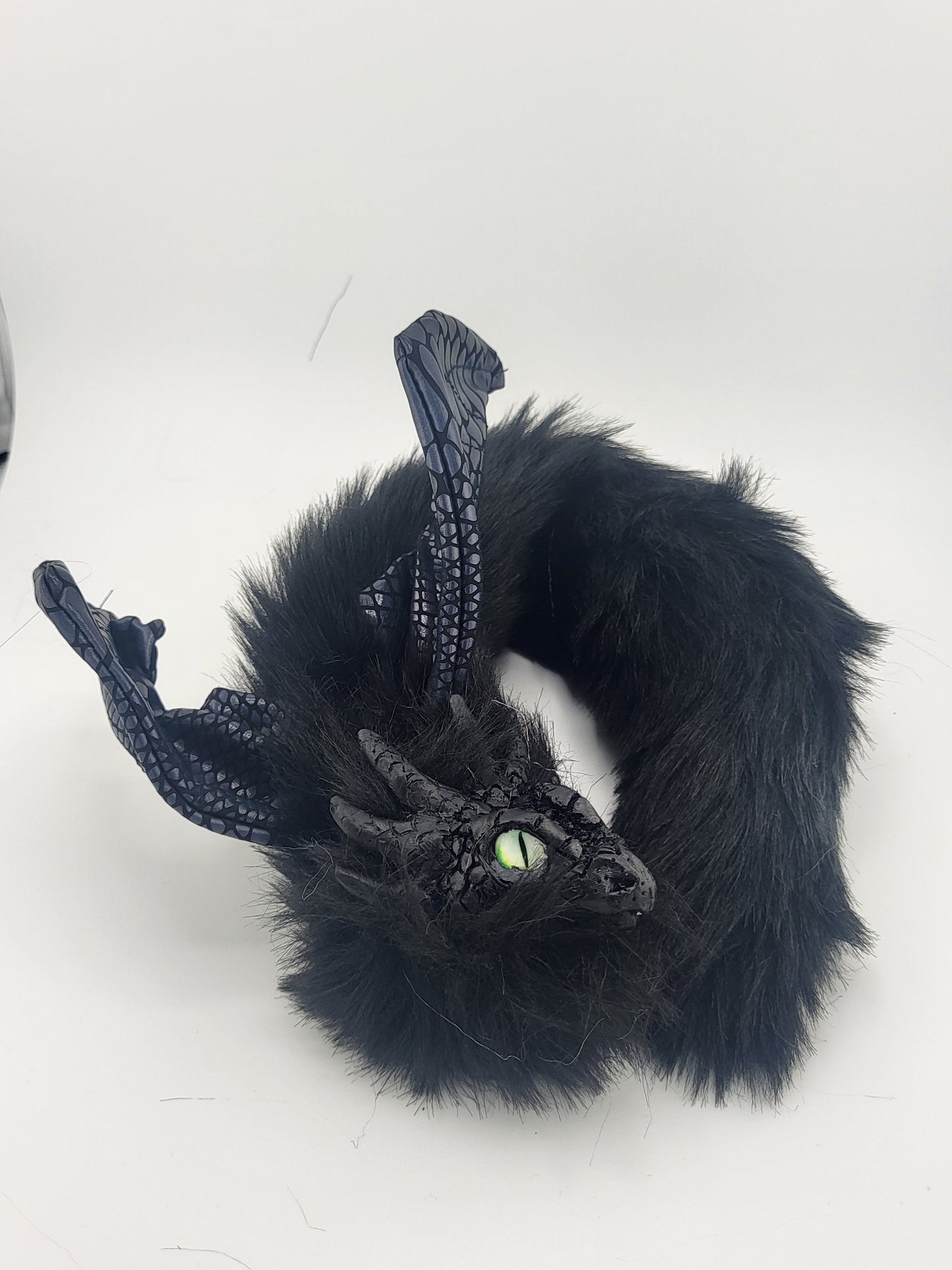 Black Fur Poseable Western Dragon