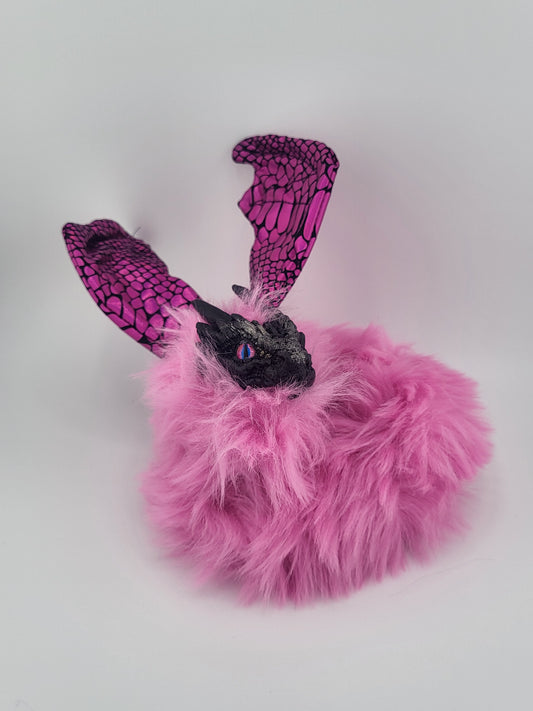 Pink Fur Poseable Western Dragon