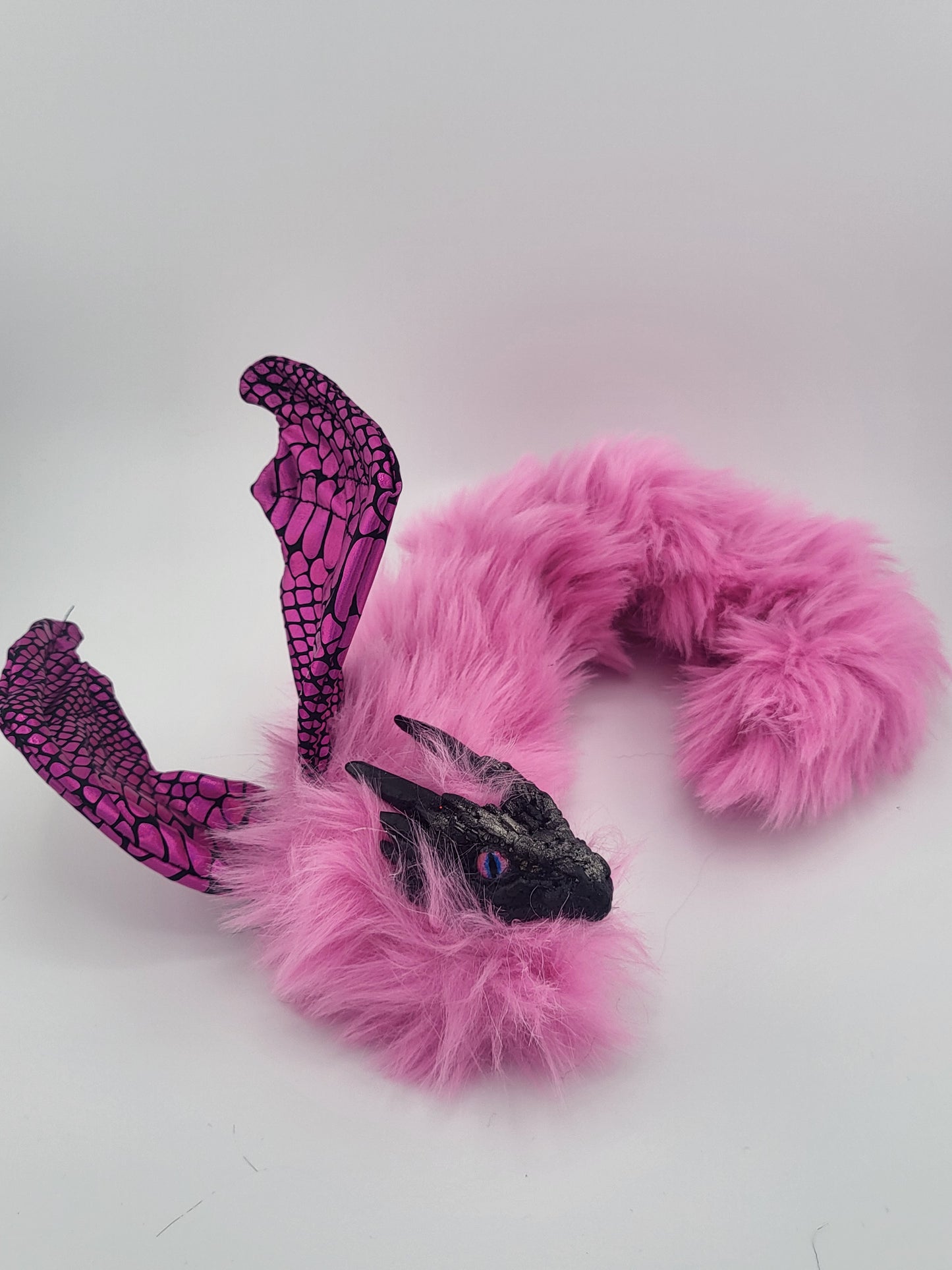 Pink Fur Poseable Western Dragon