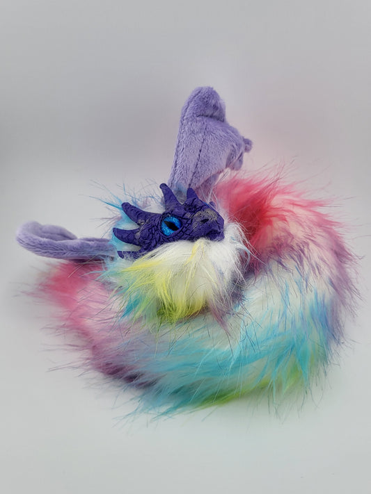 Rainbow Fur Poseable Western Dragon