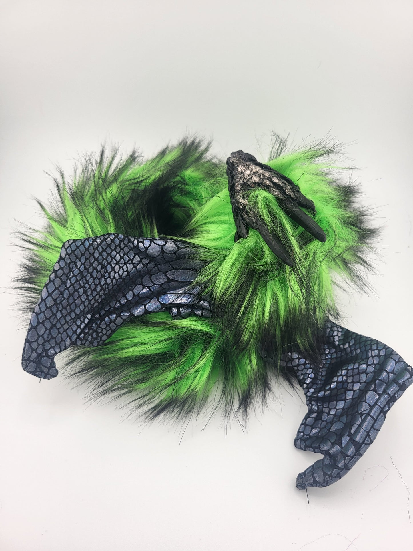 Green Fur Poseable Western Dragon