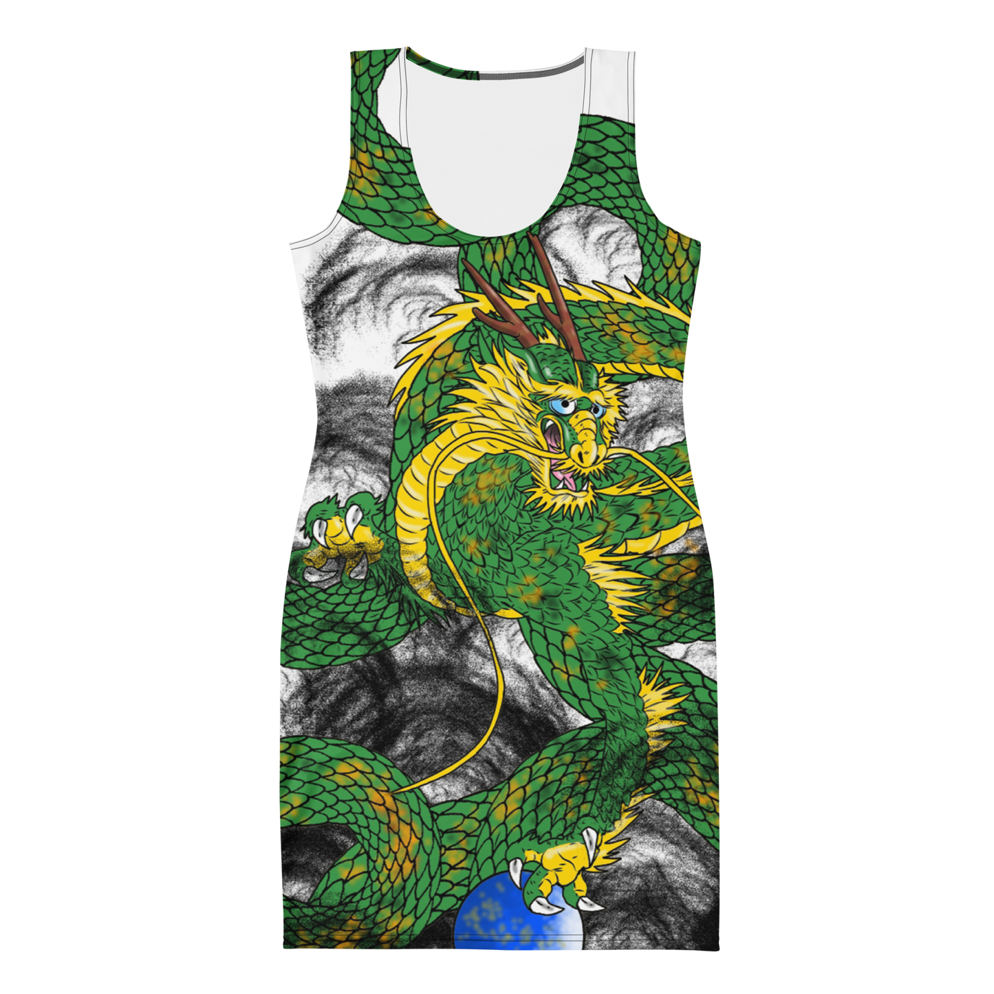 green dragon print dress Green Dragon Encounter Dnd Long Sleeve Midi Dress
