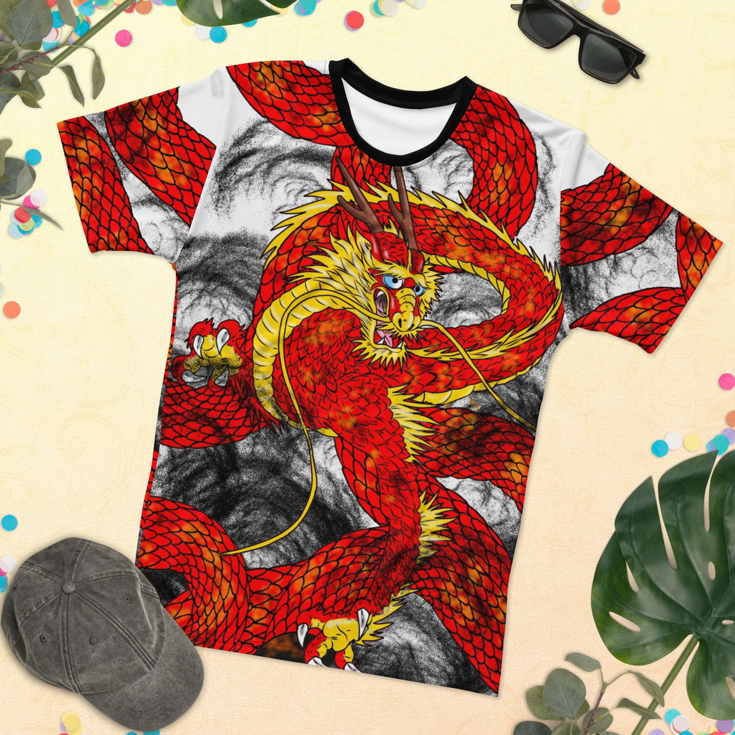 Red Imperial Dragon Men's Crew Neck T-Shirt