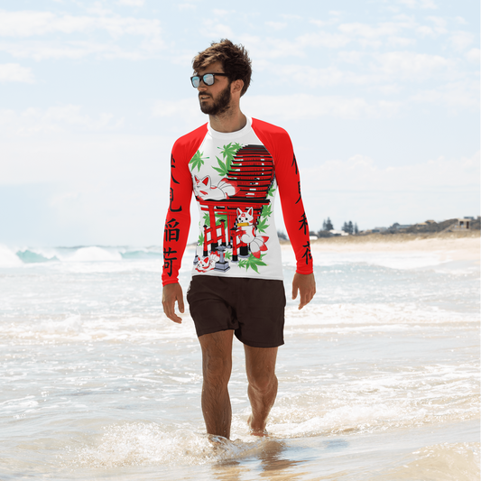 Chibi Inari Temple Men's Rash Guard