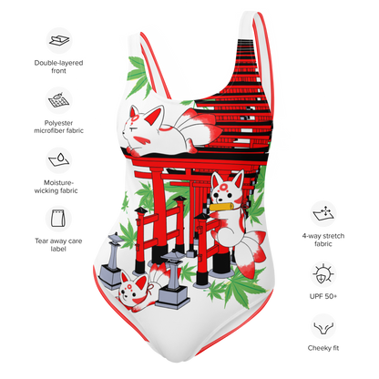 Chibi Inari Temple One-Piece Swimsuit
