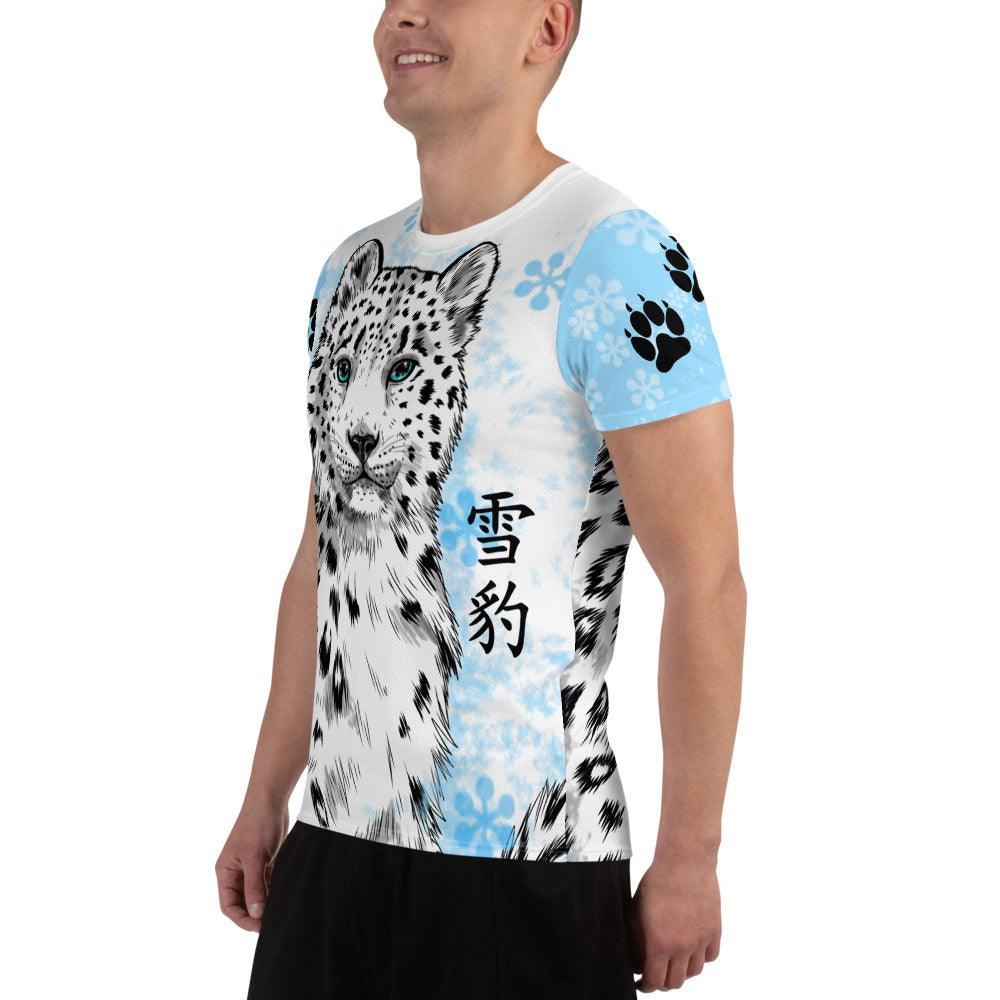 Snow Leopard Men's Athletic T-shirt - Rocky Mountain Dragons LLC