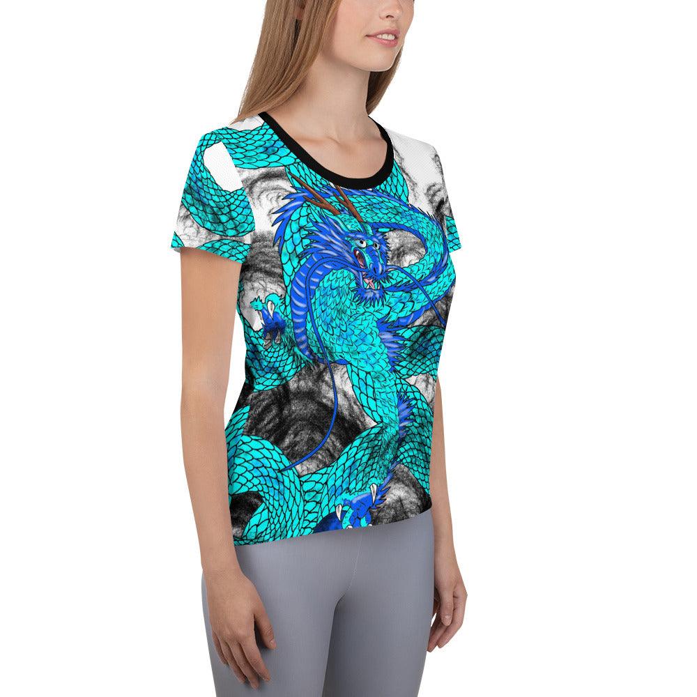 Teal Imperial Dragon Women's Athletic T-shirt - Rocky Mountain Dragons LLC